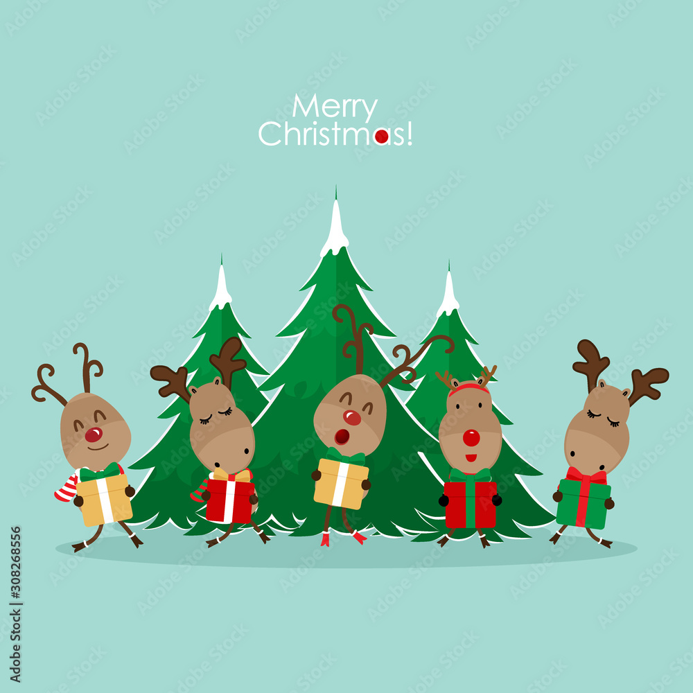 Cute reindeer. Christmas background. Christmas Greeting Card. Vector illustration. Cute reindeer. Christmas background. Christmas Greeting Card. Vector illustration.