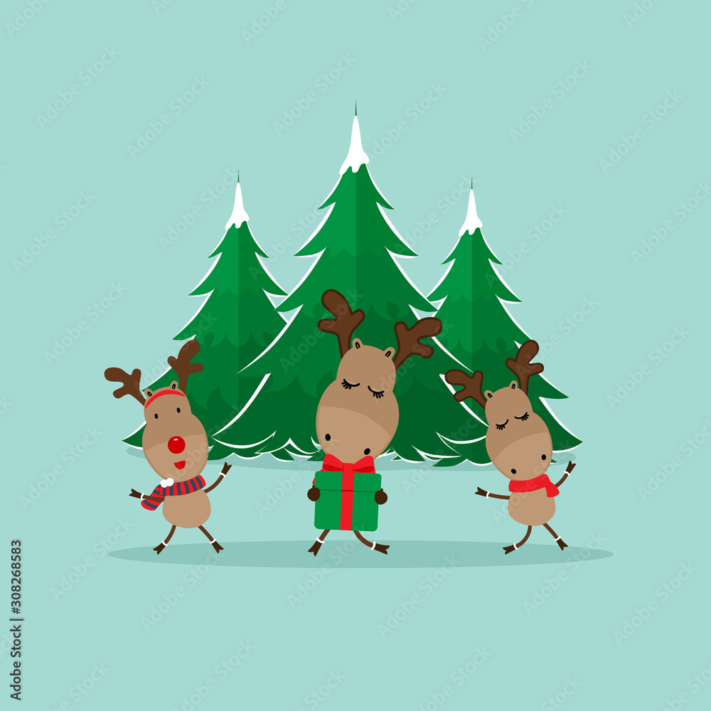 Cute reindeer. Christmas background. Christmas Greeting Card. Vector illustration. Cute reindeer. Christmas background. Christmas Greeting Card. Vector illustration.