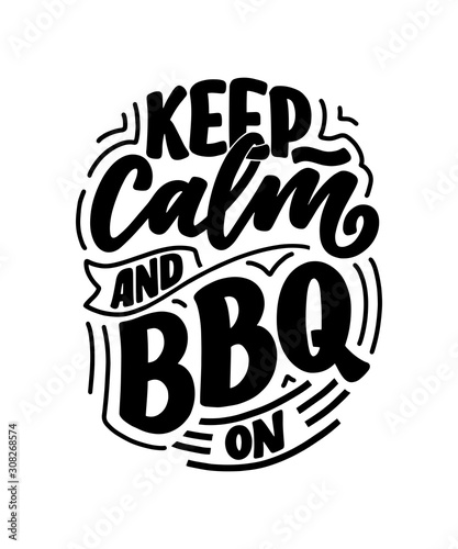 Bbq fun slogan, great design for any purposes. Lettering for family dinner design. Funny print, poster and banner with phraase about barbeque. Summer card. Vector