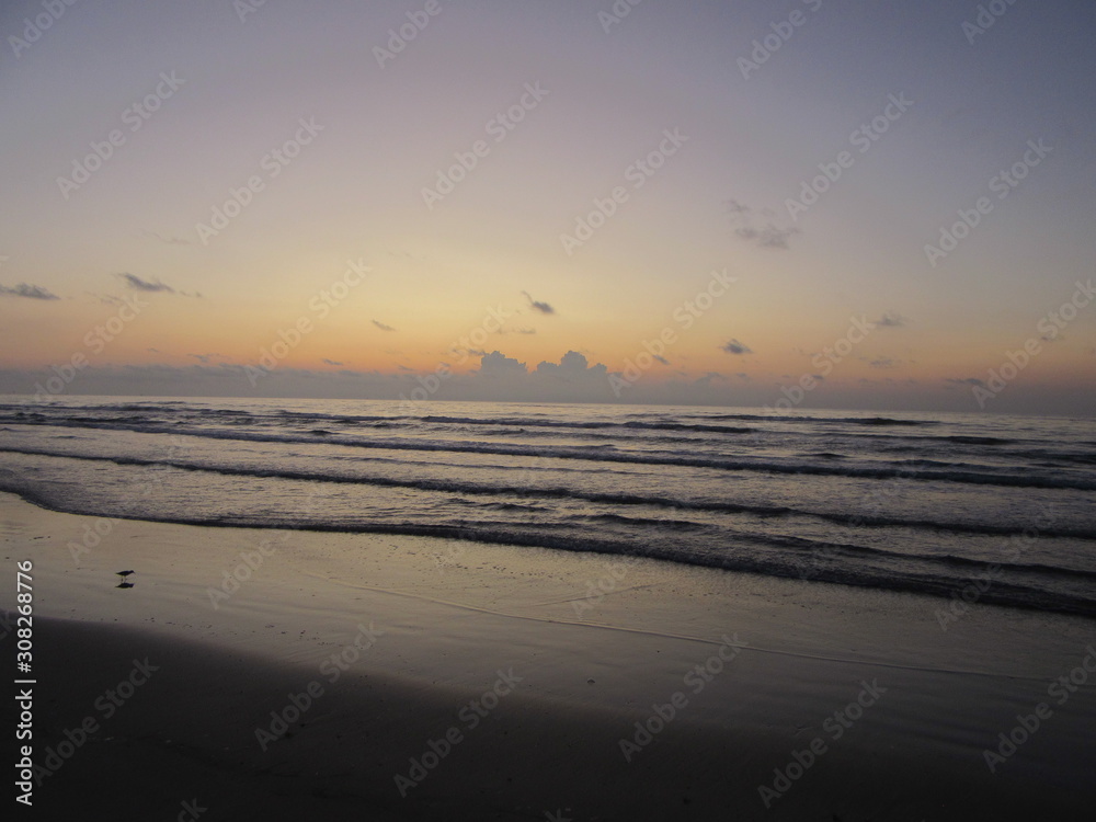 Sunrise and Low Tide at the Seashore on Corpus Christi Texas