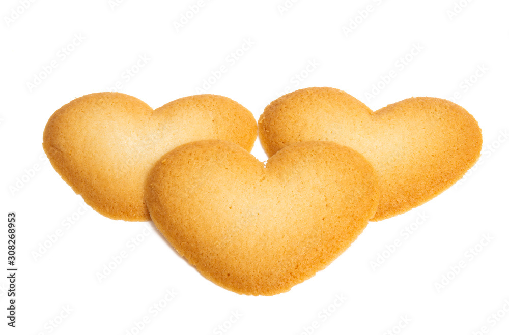 Fototapeta premium butter cookies hearts isolated