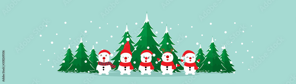 Snow man. Christmas background. Christmas Greeting Card. Vector illustration.