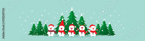 Snow man. Christmas background. Christmas Greeting Card. Vector illustration. © jannoon028