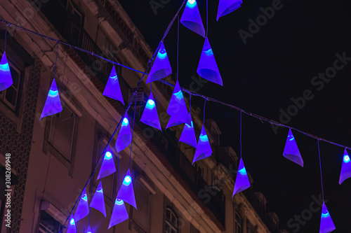 Christmas decorations in Lisbon, street lighting, Portugal