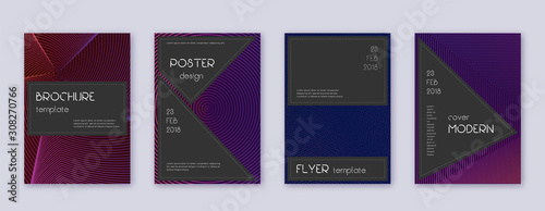 Black brochure design template set. Violet abstrac