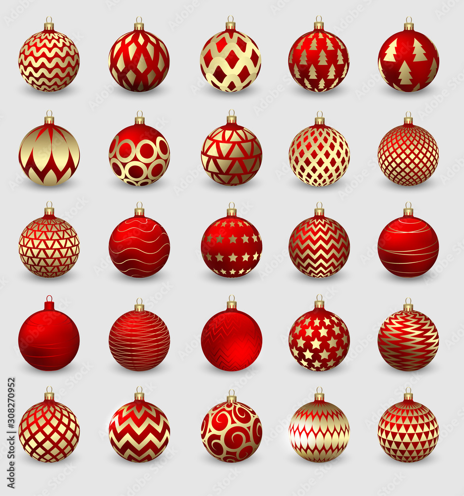 Set of decorative Christmas balls isolated on white background, illustration. Set of decorative Christmas balls isolated on white background, illustration.
