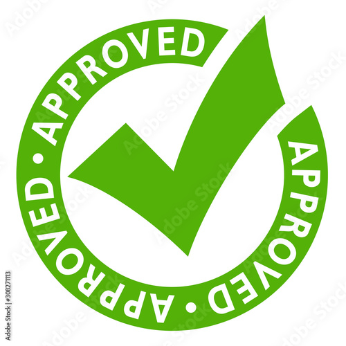 Approved green vector seal photo