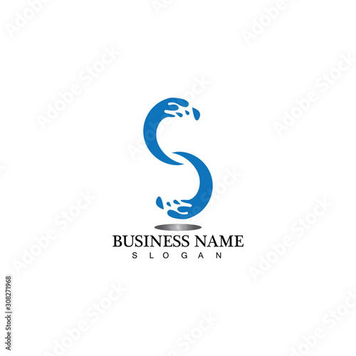 S letter water splash logo design template