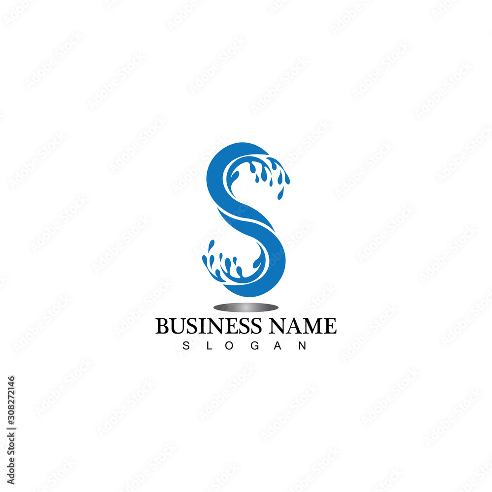S letter water splash logo design template S letter water splash logo design template