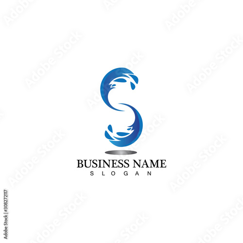 S letter water splash logo design template
