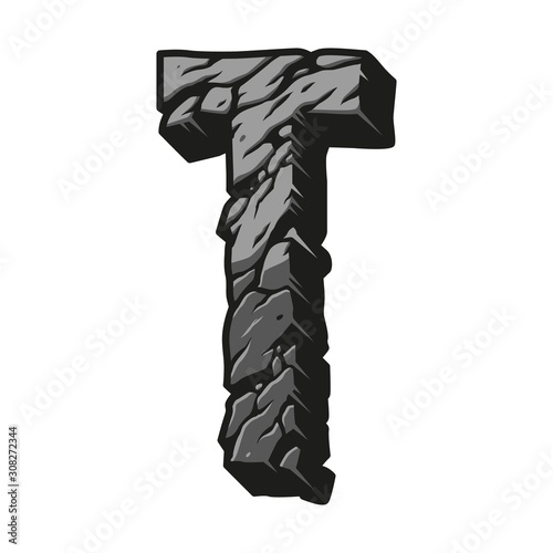 Vintage letter T gray concept