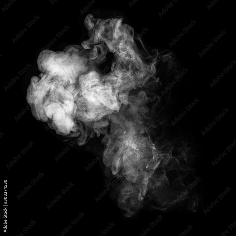 Photo of white smoke isolated on a black background Photo of white smoke isolated on a black background