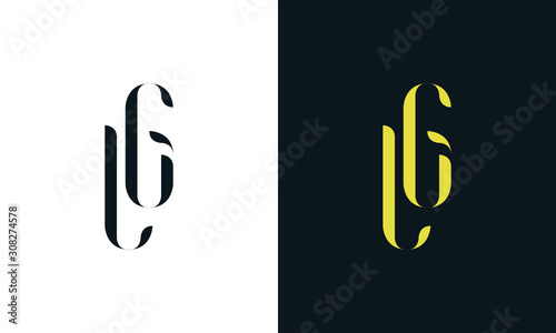 Abstract line art letter LG logo. This logo icon incorporate with two letter in the creative way. It will be suitable for Restaurant, Royalty, Boutique, Hotel, Heraldic, Jewelry. photo