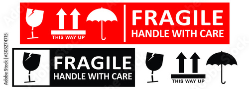 fragile handle with care sticker or label collection photo