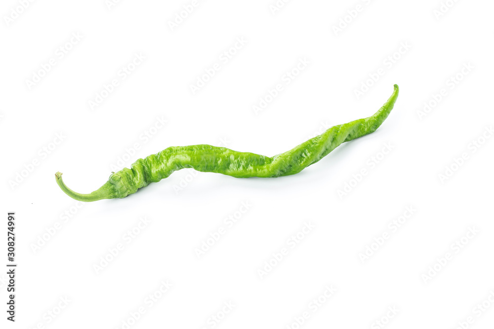 Green chili peppers isolated on white background Green chili peppers isolated on white background