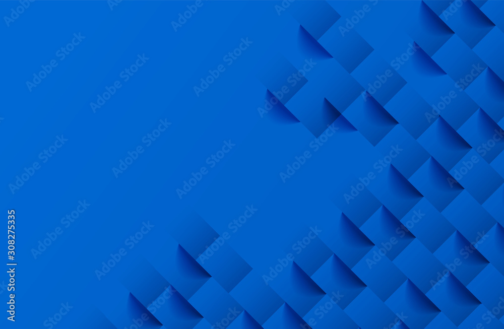 Fototapeta premium Abstract. Blue square shape geometric background. light and shadow . Vector.