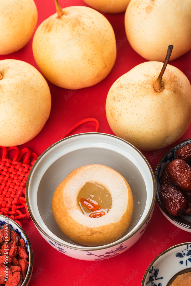 Stewed petrel with snow pear, Chinese dessert Stewed petrel with snow pear, Chinese dessert