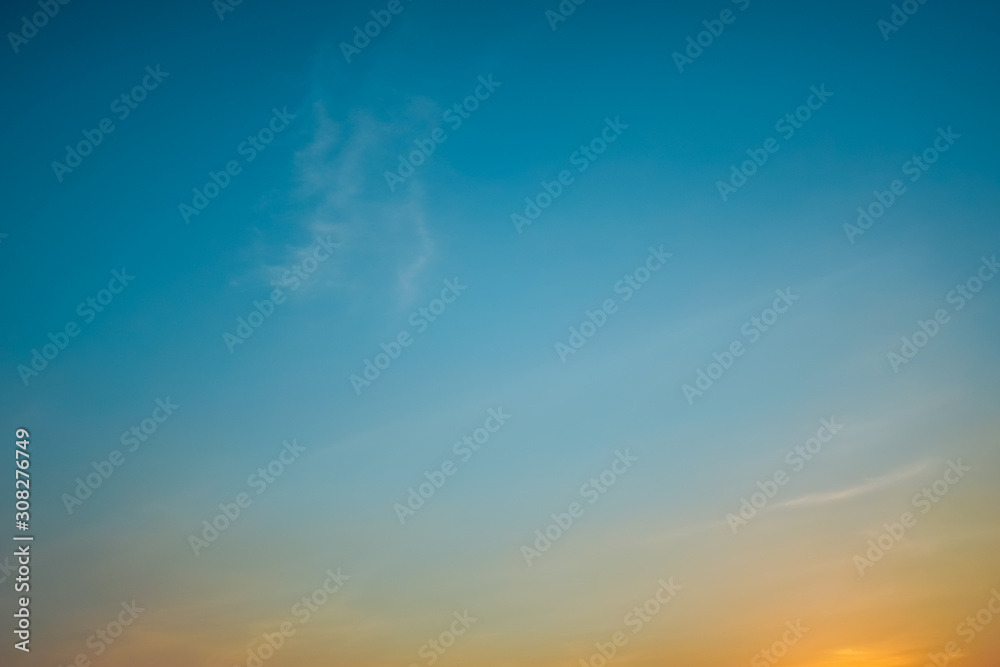 Beautiful twilight sky with cloud and colorful sunset nature abstract  background