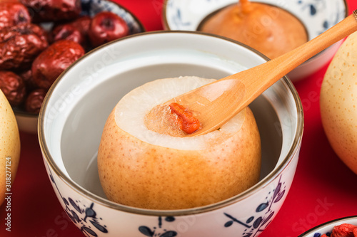 Stewed petrel with snow pear, Chinese dessert photo