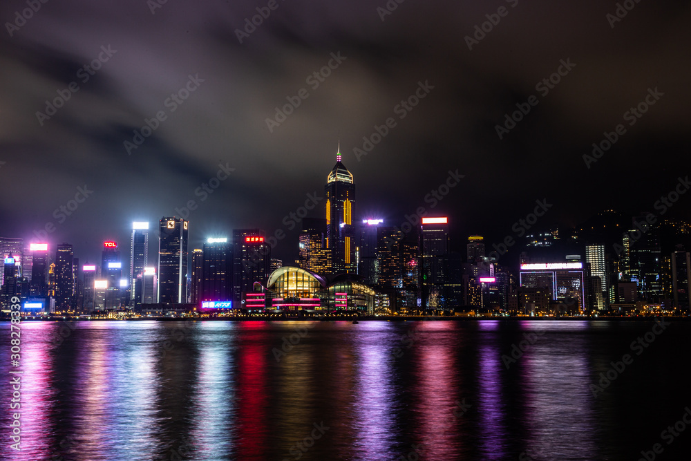 Hongkong lights and cityscape by night Hongkong lights and cityscape by night