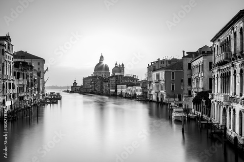 Still view of the Grand Canal in black and white