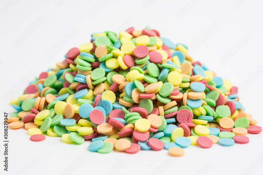 heap of colorful sugar sprinkles heap of colorful sugar sprinkles