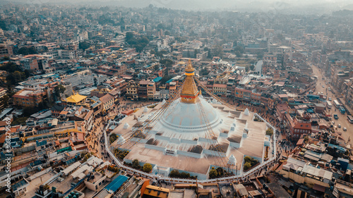 Stupa Bodhnath Kathmandu Nepal photo from air