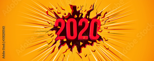 Obraz na plátně Happy New 2020 Year greeting card
