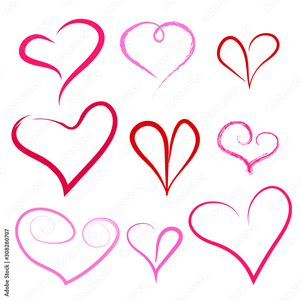 Doodle heart set. Vector illustration