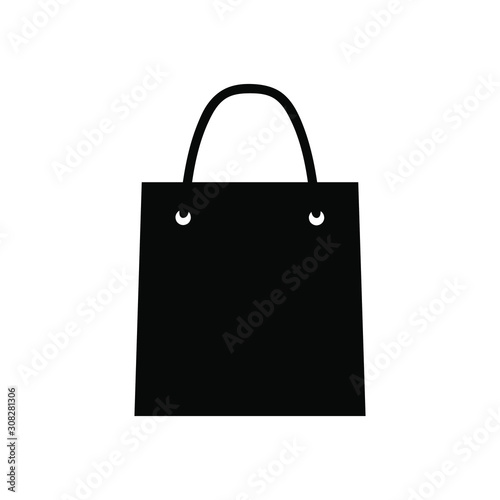 Simple black shopping bag isolated on white