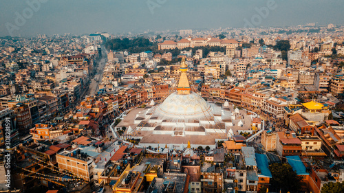 Stupa Bodhnath Kathmandu Nepal photo from air