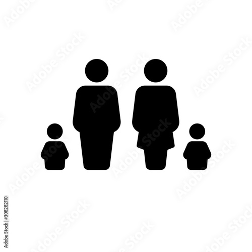 Family member silhouette set. Isolated vector illustration. Care, protection, security, insurance concept. Parents and kids, social relationship icon.