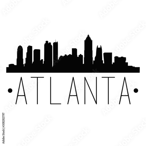 Atlanta Georgia Skyline Silhouette City Design Vector Famous Monuments.