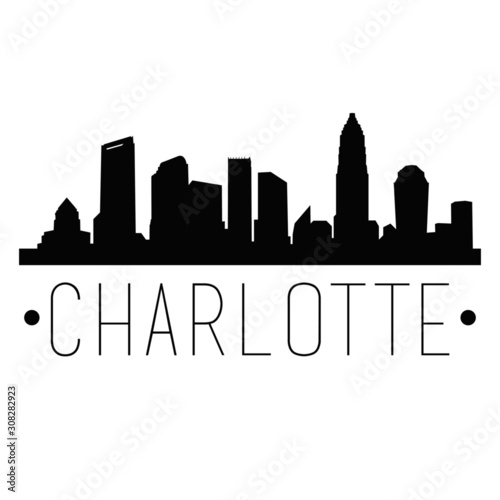 Charlotte North Carolina Skyline Silhouette City Design Vector Famous Monuments.