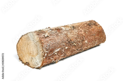 Pile of logs cut for firewood isolated on white