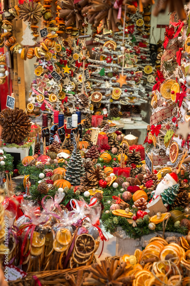 Sibiu, Romania - December 07, 2019. People at the the Traditional Christmas market in the historic center of Sibiu, Transylvania, Romania.