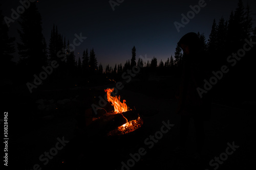 Campfire on a cold night in Wyoming 