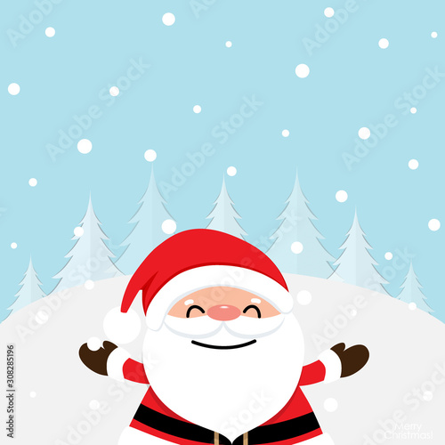 Christmas Greeting Card with Christmas tree  vector illustration
