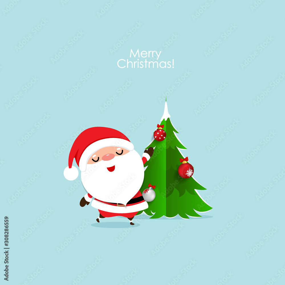 Christmas Greeting Card with Christmas Santa Claus and Christmas tree. Vector illustration Christmas Greeting Card with Christmas Santa Claus and Christmas tree. Vector illustration