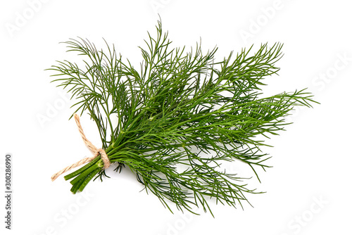 Fresh green dill, isolated on white background