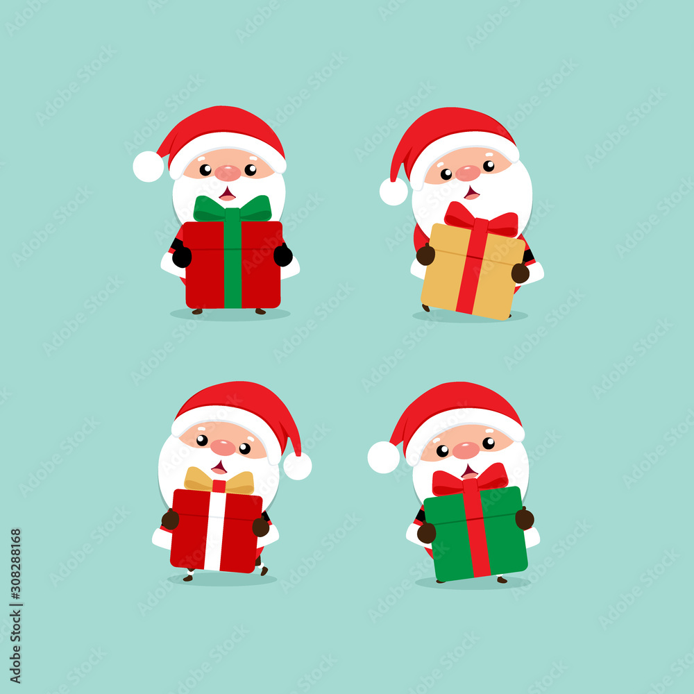 Holiday Christmas greeting card with Santa Claus. Vector illustration