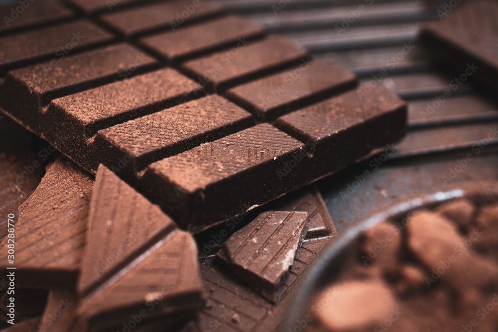 Closeup of dark chocolate bar Closeup of dark chocolate bar