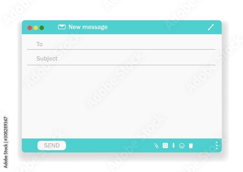 E-mail blank template internet mail frame interface for mail message.