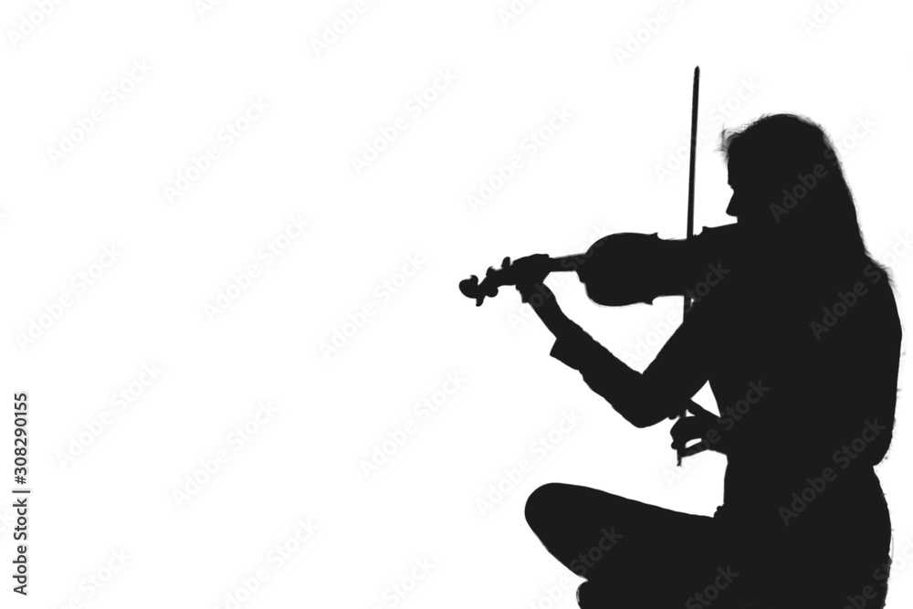 Fototapeta premium Silhouette, Geigenspielerin