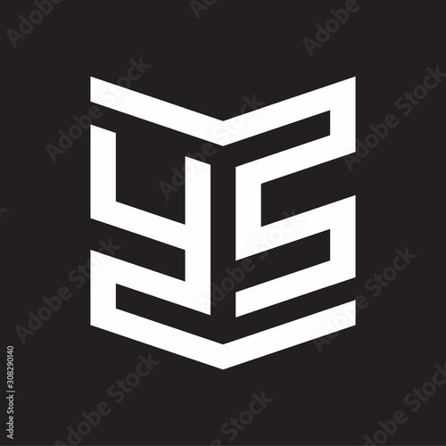 YS Logo Emblem Monogram With Shield Style Design Template Isolated On Black Background