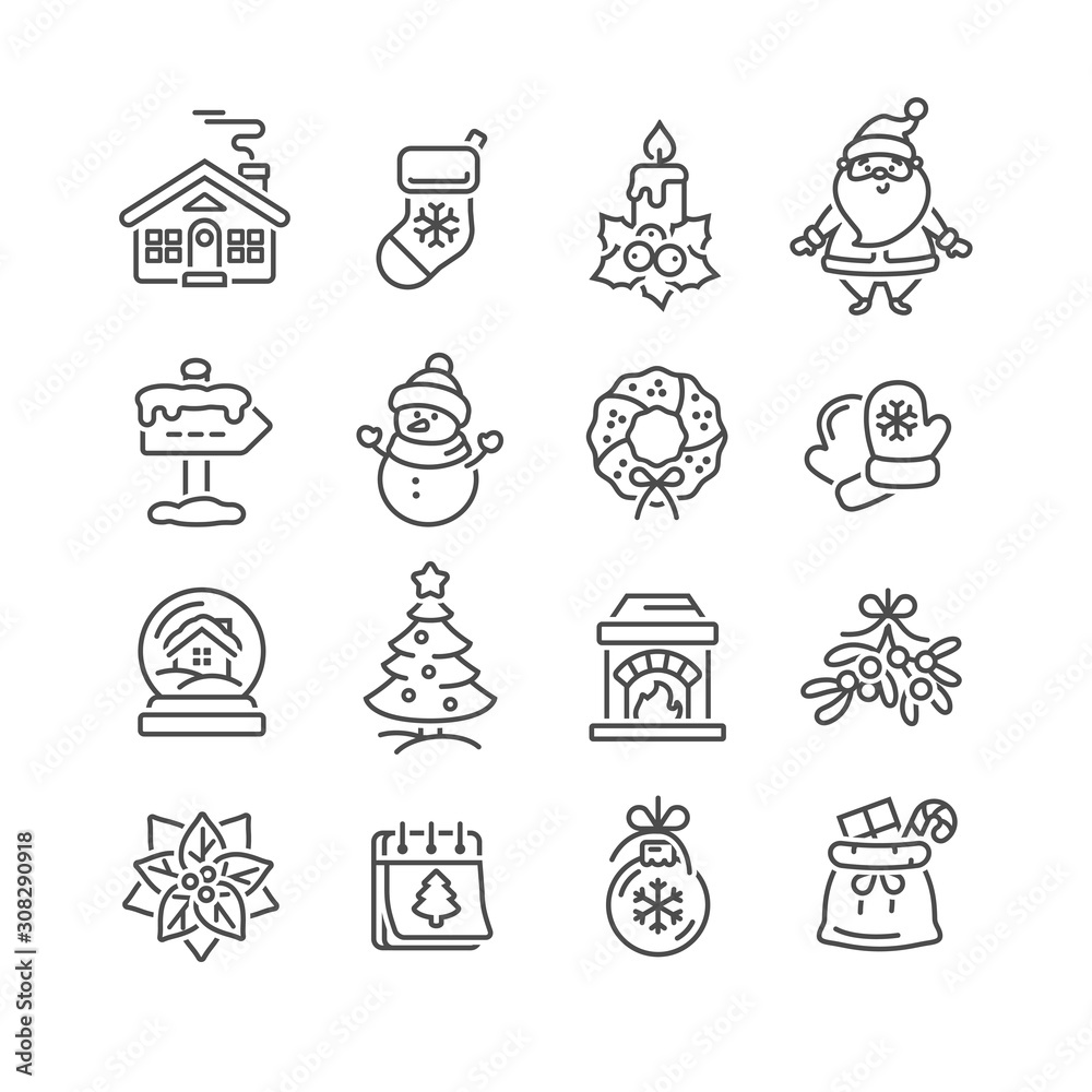Set of Christmas icons for design and decoration Set of Christmas icons for design and decoration