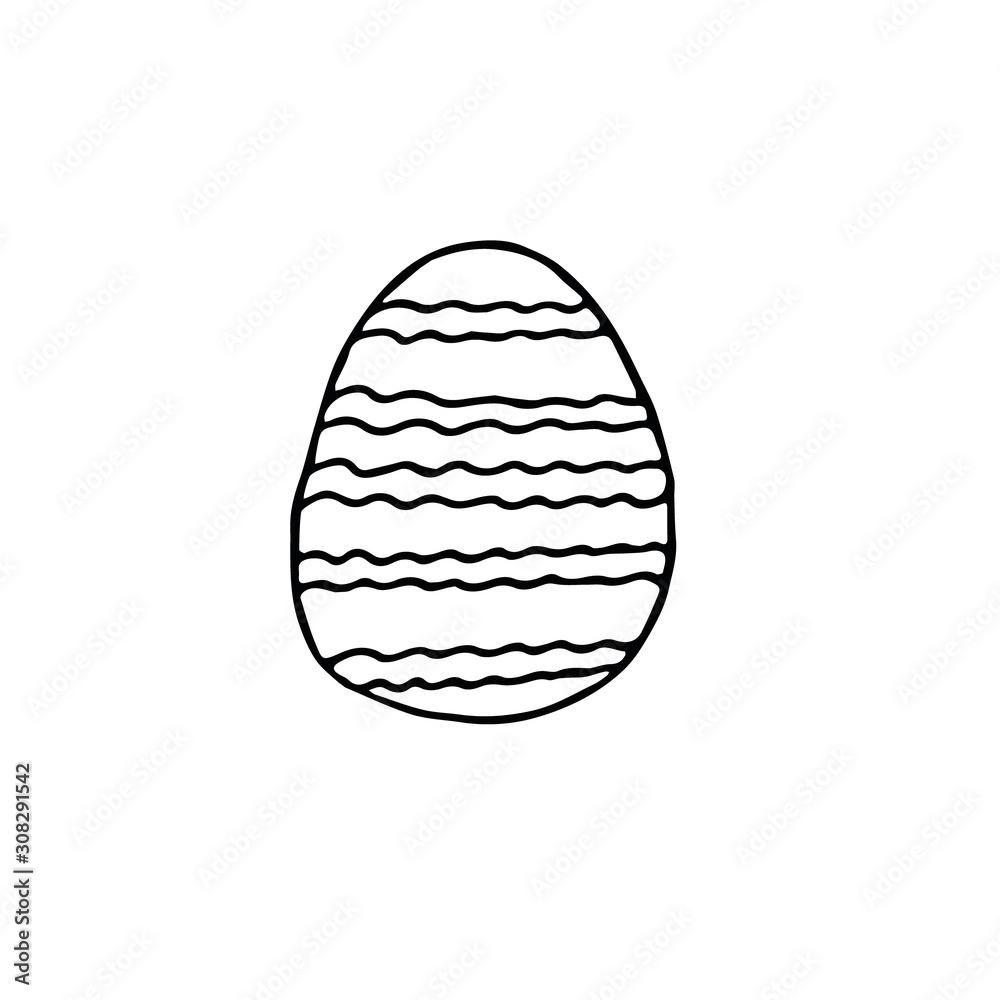 decorated egg with lines and stripes in hand drawn style. Easter holiday decor. decorated egg with lines and stripes in hand drawn style. Easter holiday decor.