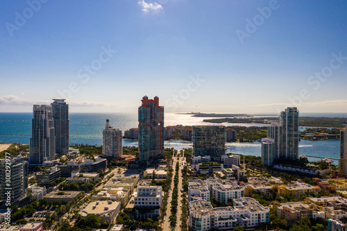 Aerial view of beautiful Miami Beach Florida USA