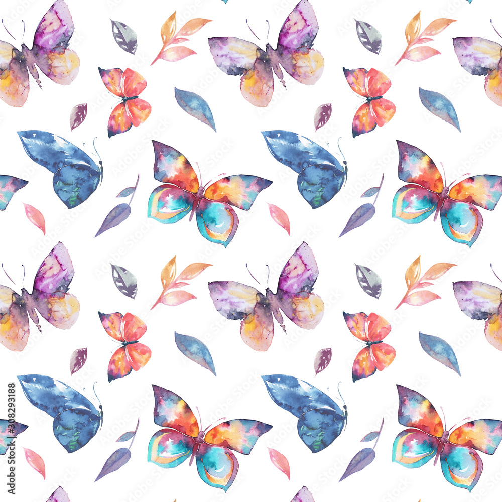 Watercolor butterflies seamless pattern Watercolor butterflies seamless pattern