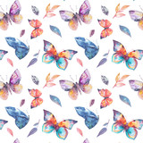 Watercolor butterflies seamless pattern 